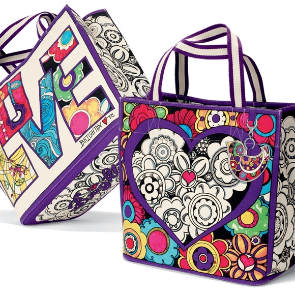 Brighton Love Groove II Floral Hearts Canvas Tote Bag In Multicolor